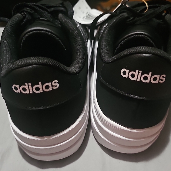 Adidas Black and White Platform Shoes with Silver Accents - Picture 3 of 9